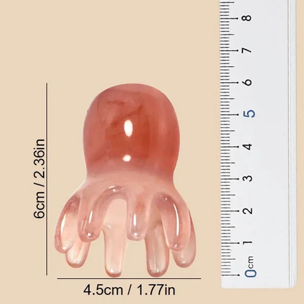 Resin Octopus Scalp Massage Comb Acupressure Meridian Therapy Hair Care Portable Head Massage Relaxation Tool Natural Material