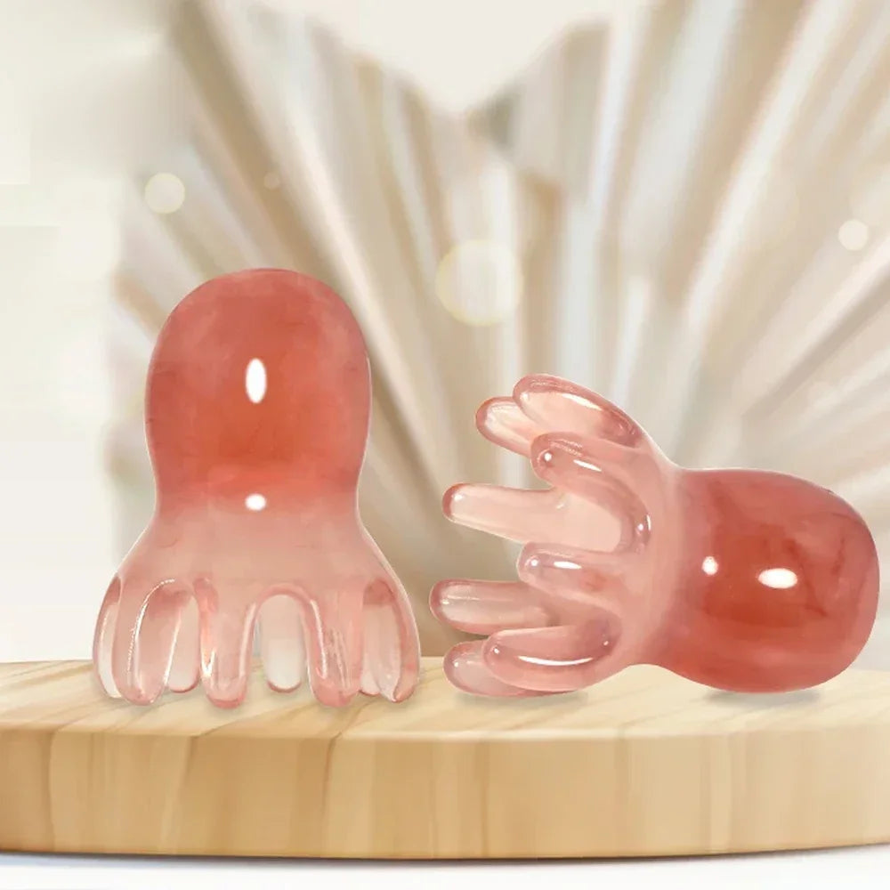 Resin Octopus Scalp Massage Comb Acupressure Meridian Therapy Hair Care Portable Head Massage Relaxation Tool Natural Material